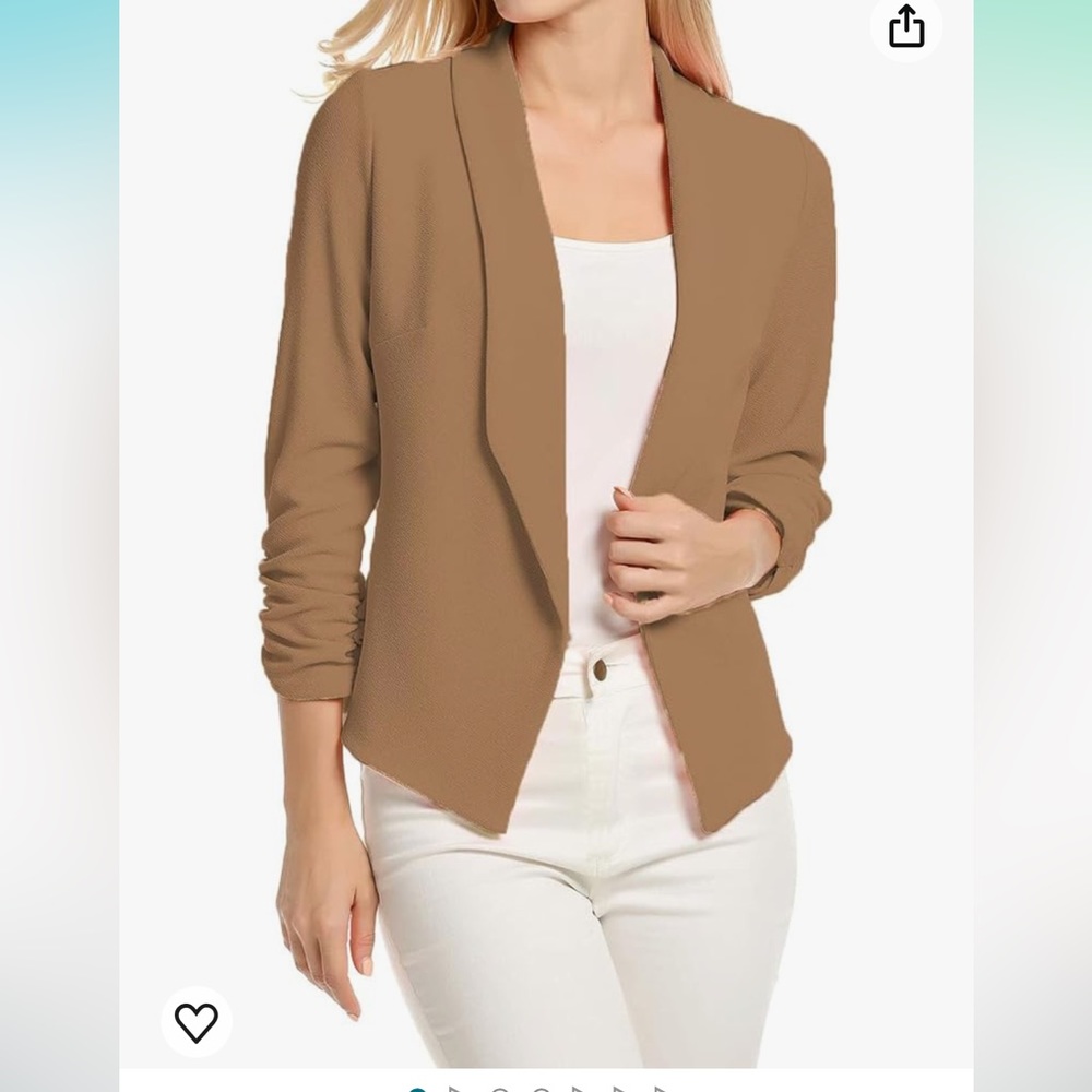 Women 3/4 Sleeve Blazer Open Front Cardigan Jacket Work Blazer Size 2XL NWT